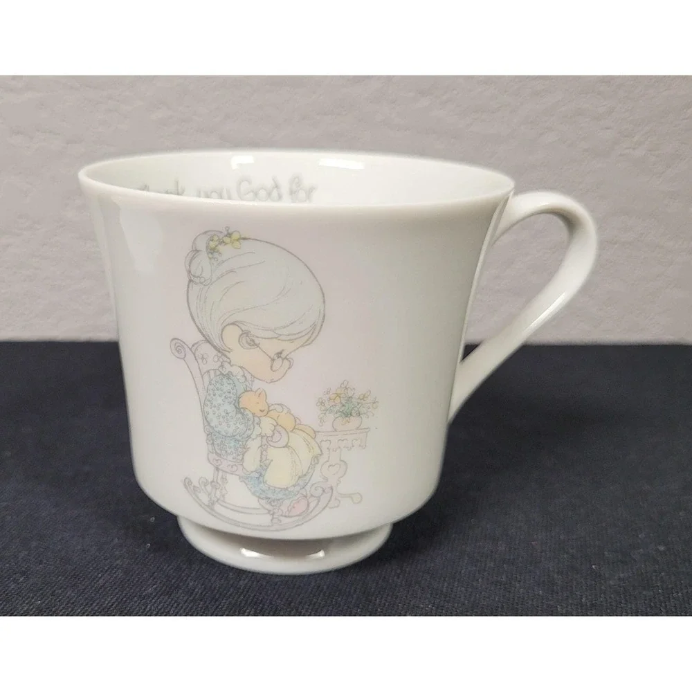 Enesco Precious Moments Tea Cup/Saucer Thank You God For Grandma (1984)